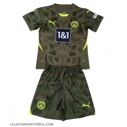 Camisa de Futebol Borussia Dortmund Goleiro Equipamento Secundário Infantil 2024-25 Manga Curta (+ Calças curtas)